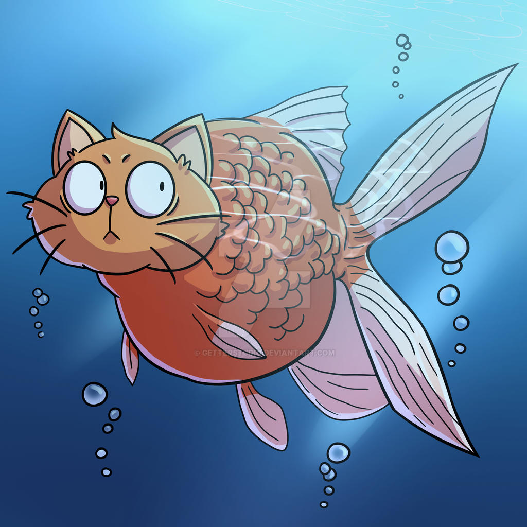 Free Vector Cute cat catching fish with fishing net cartoon vector ...