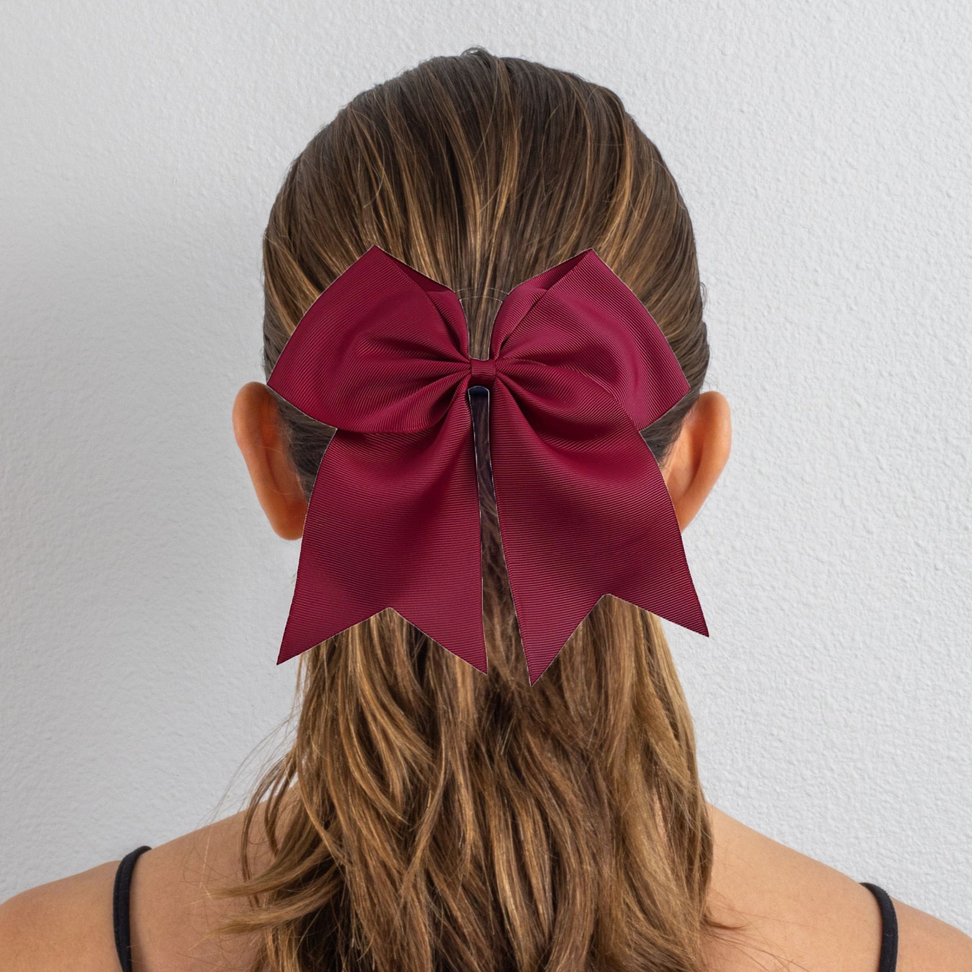 2PCS Large Cheer bow, 8inch Hair Bows Hair Clip Ponytail Holder Elastic ...