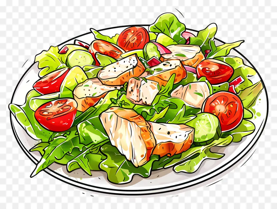 Chicken Salad - Delicious plate of salad and meat - CleanPNG / KissPNG ...