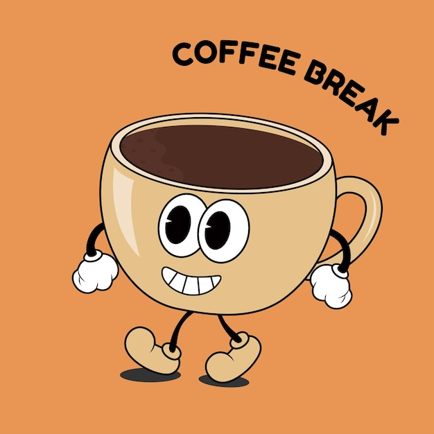 Premium Vector | Coffee cup in retro comic y2k style. coffee break ...