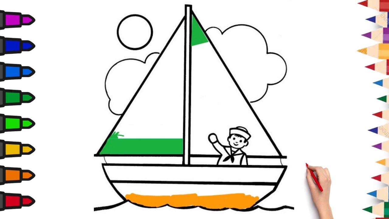 How to Color a simple Boat step by step | Learn Color for Kids | Easy ...