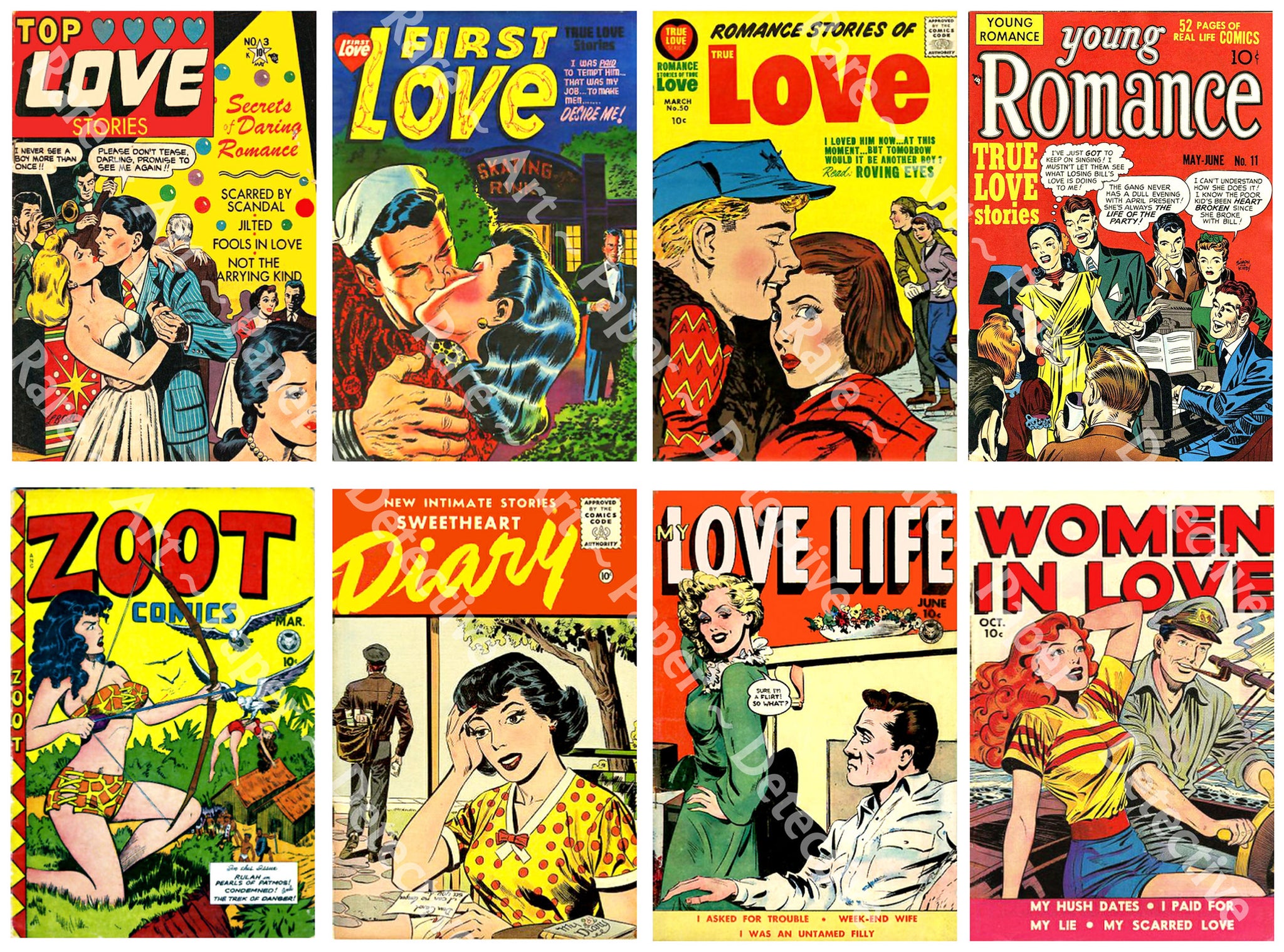 Romance Comic Book Covers, Classic 1950s Comics, Vintage Style ...