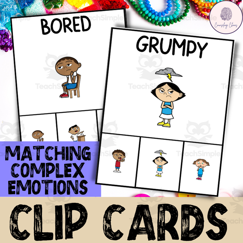 Matching Complex Emotions Clip Cards For Elementary Students by ...