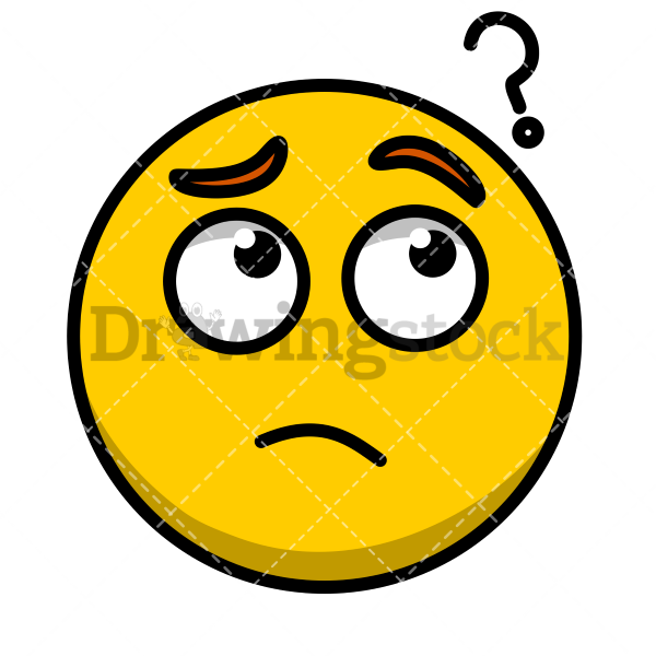 Emoji Confused Bewildered Face Icon Vector Drawing Cartoon Image ...