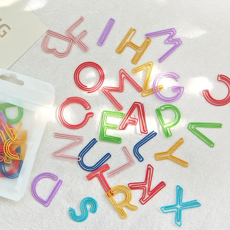 1 Pack 26 Letters Design Cool Paper Clip, Creative Colorful Cute Small ...