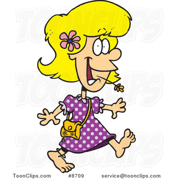 Cartoon Barefoot Country Girl #8709 by Ron Leishman - Clip Art Library