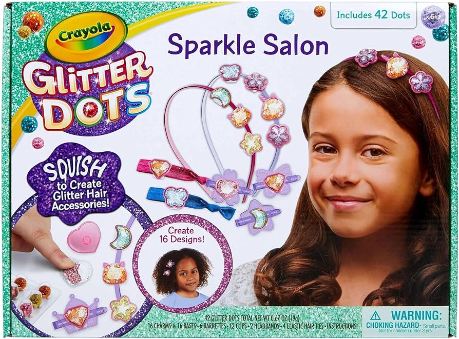 Amazon.com: Crayola Glitter Dots Salon Hair Clips, DIY Kids Craft ...