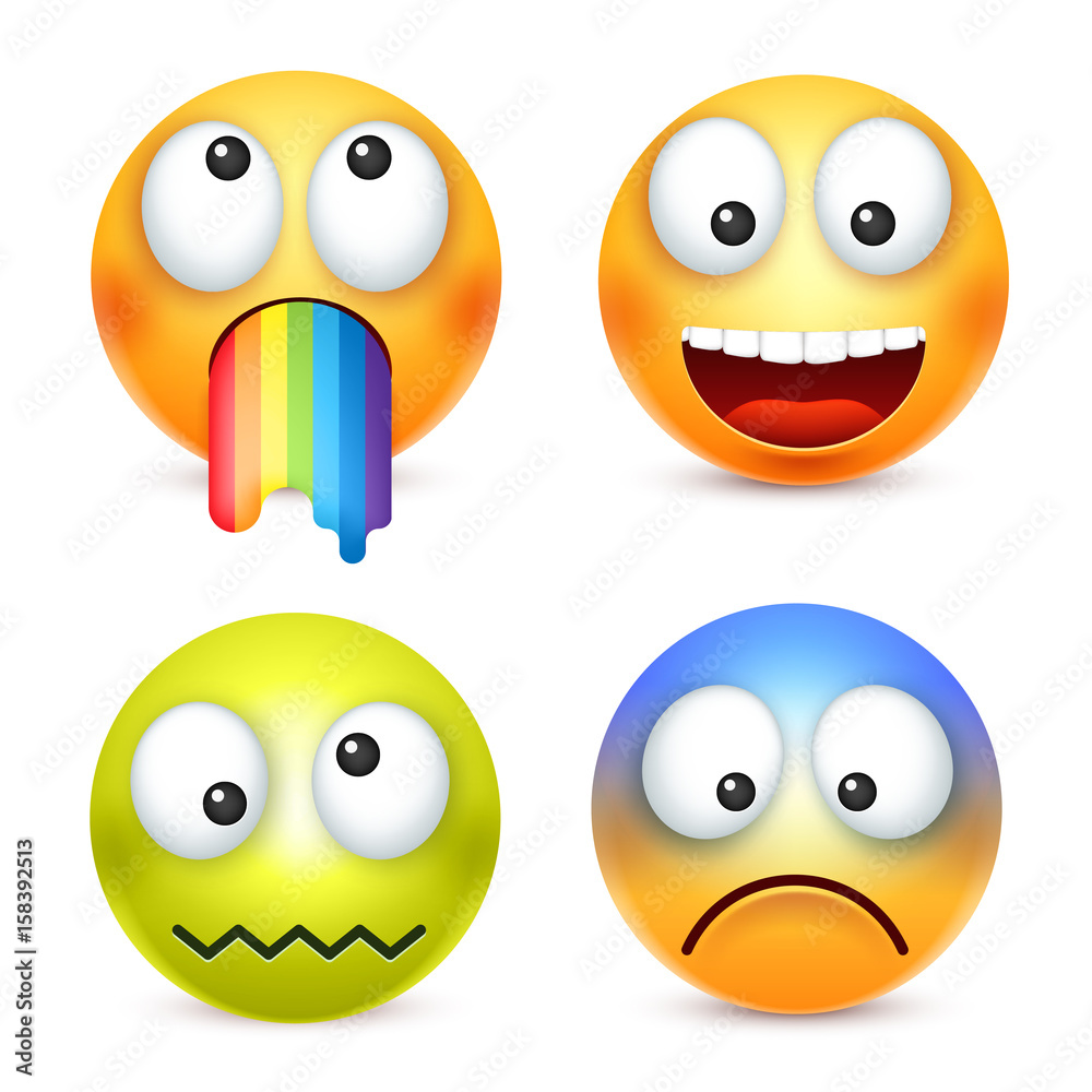 Smiley Set Crazyhappy Emoticon Yellow Face With Emotions Clip Art Library 7082