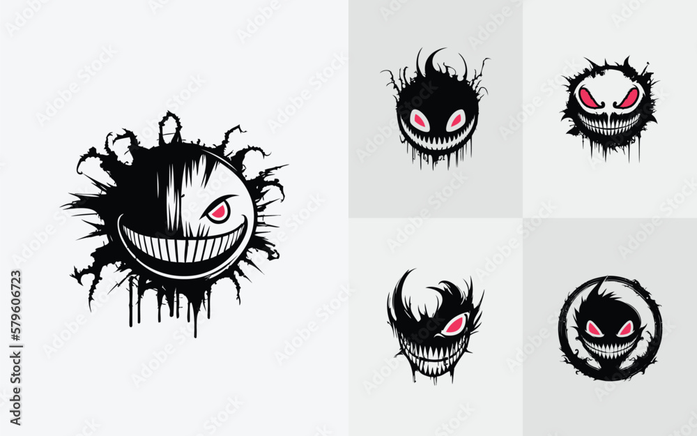 Halloween Face Vector Icon, Laughing Ghost, Scary Evil Smile ... - Clip ...