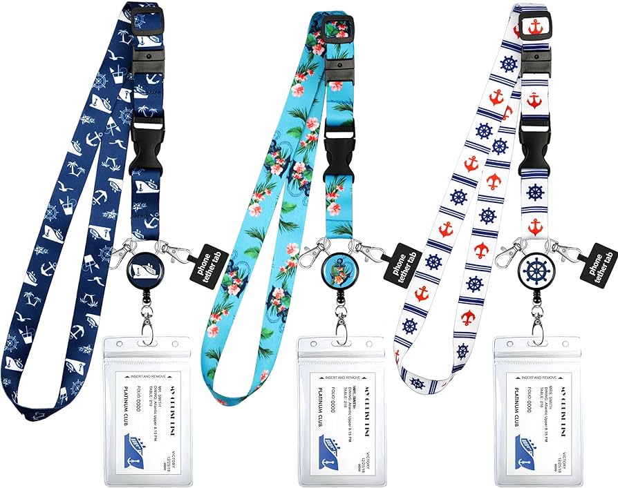 Cruise Lanyards Pack of 3 Adjustable Lanyard with Phone Tether Holder ...