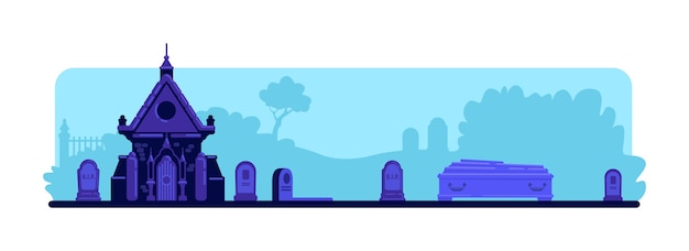 Premium Vector | Cemetery flat color . tombstones and old crypt ...