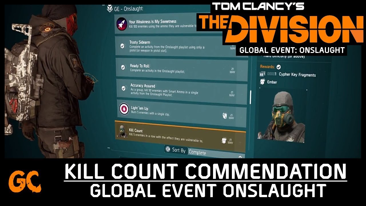 Kill Count Commendation + Ember Mask | The Division Global Event ...