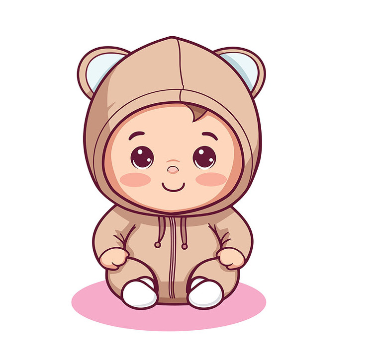 Baby Clipart-cartoon of a baby wearing a cute hoodie - Clip Art Library