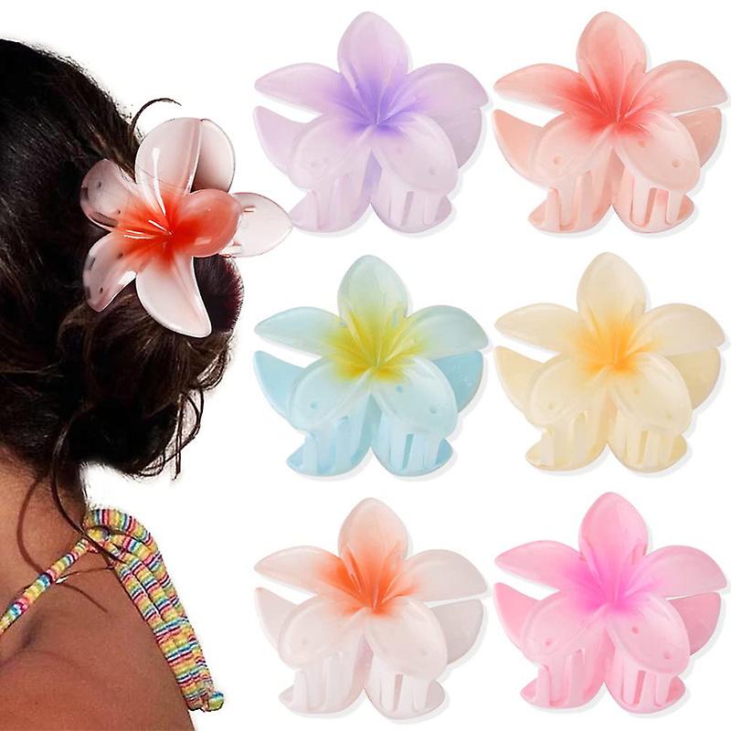 Flower Hair Clip, 7Pcs Hawaiian Flower hair Claw Clips, Big Claw Clips ...