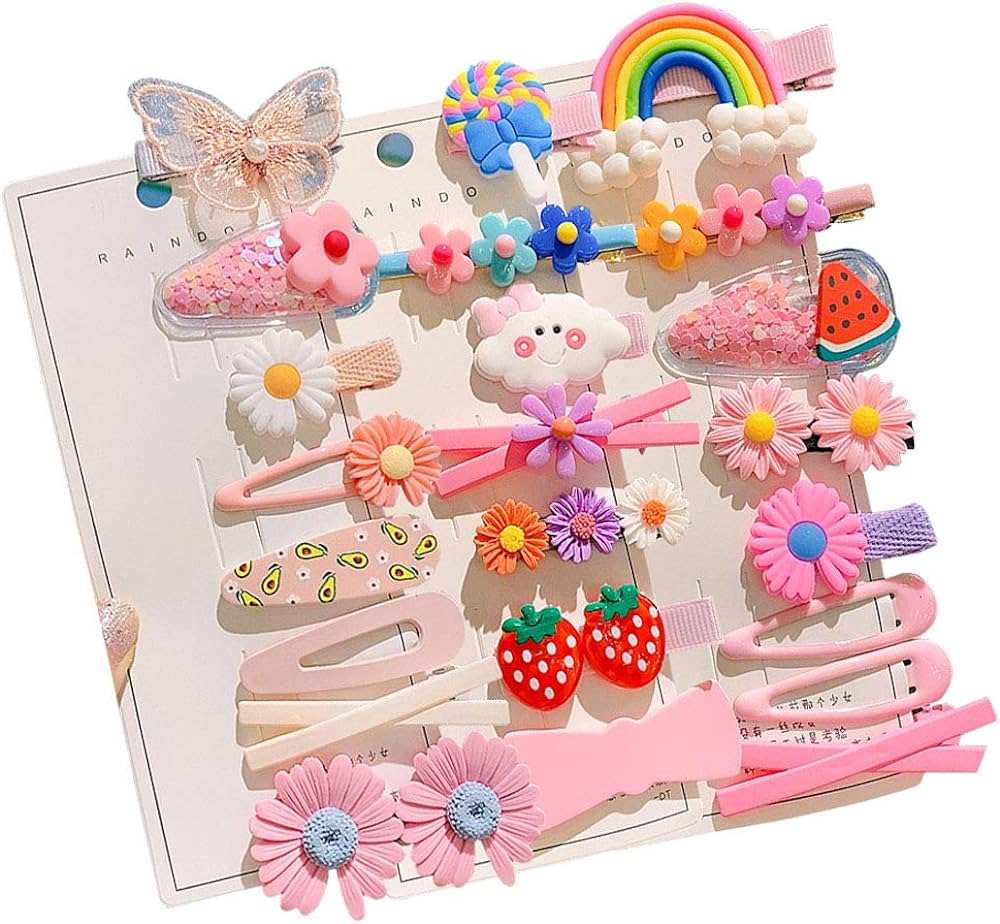 23Pieces Cute Hair Clips for Girls Candy Rainbow Hairpin Cute Barrettes ...