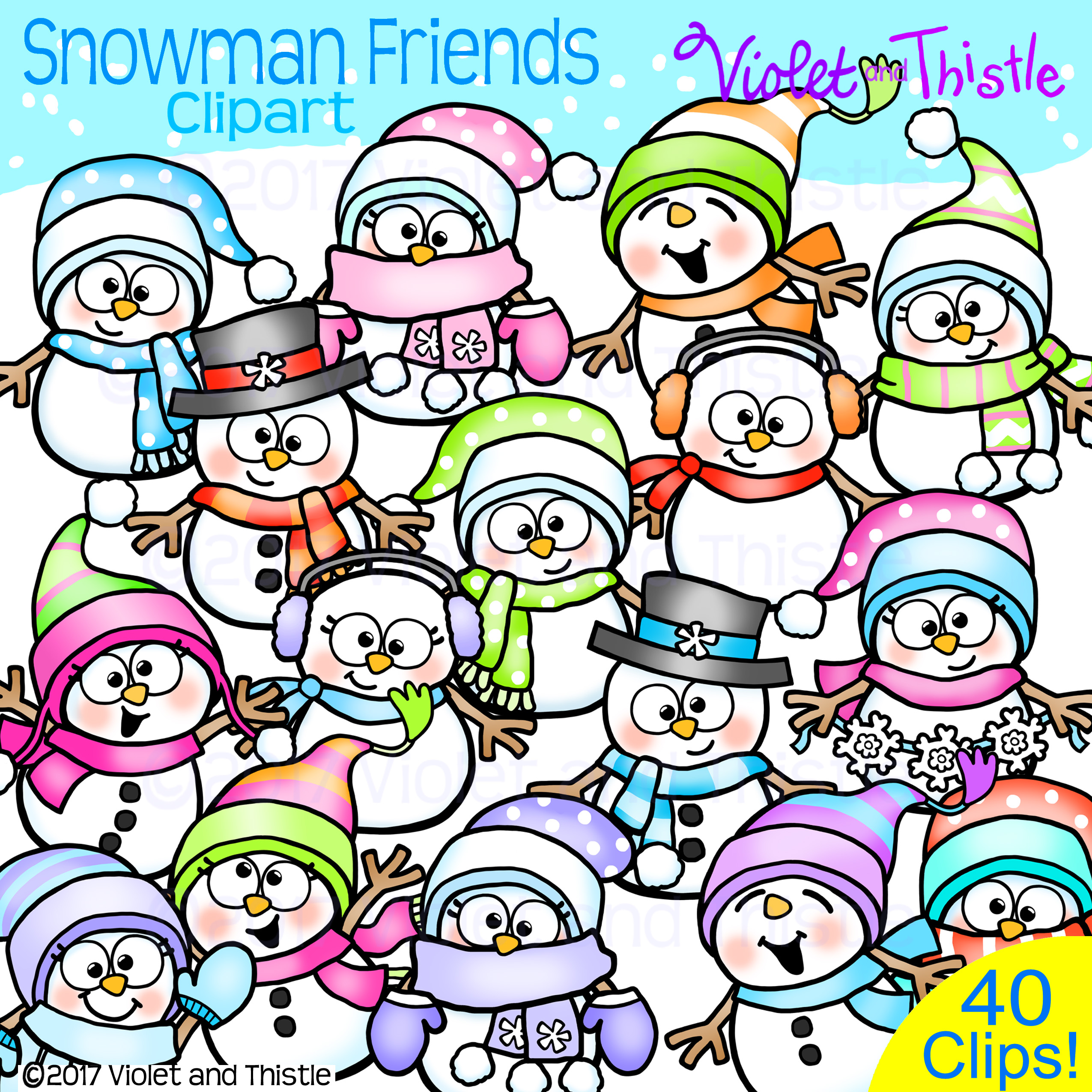 Snowman Clipart Super Cute Happy Frosty Winter Snowmen Fun Friends in ...