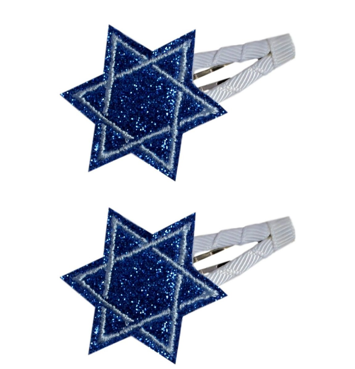 Hanukkah Glitter Jewish Star of David Hair Clip SET (2 Inch Snap Clips ...