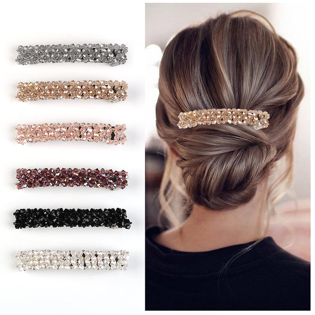 5 Pieces Fancy Crystal Hair Clips Double Flower Rhinestone Duckbill ...