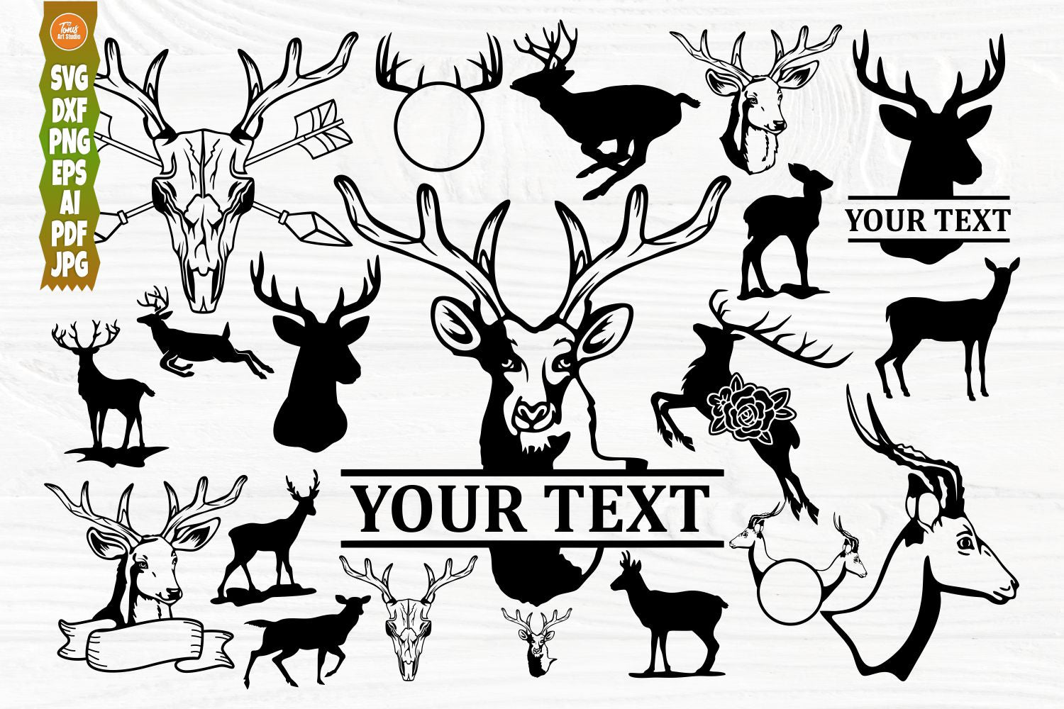 Deer Bundle SVG | Deer SVG Cut Files | Wildlife | Deer Skull SVG