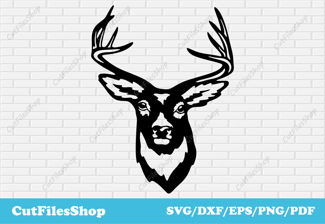 Deer head dxf for Laser cutting, Clip Art for cricut, Deer svg for ...