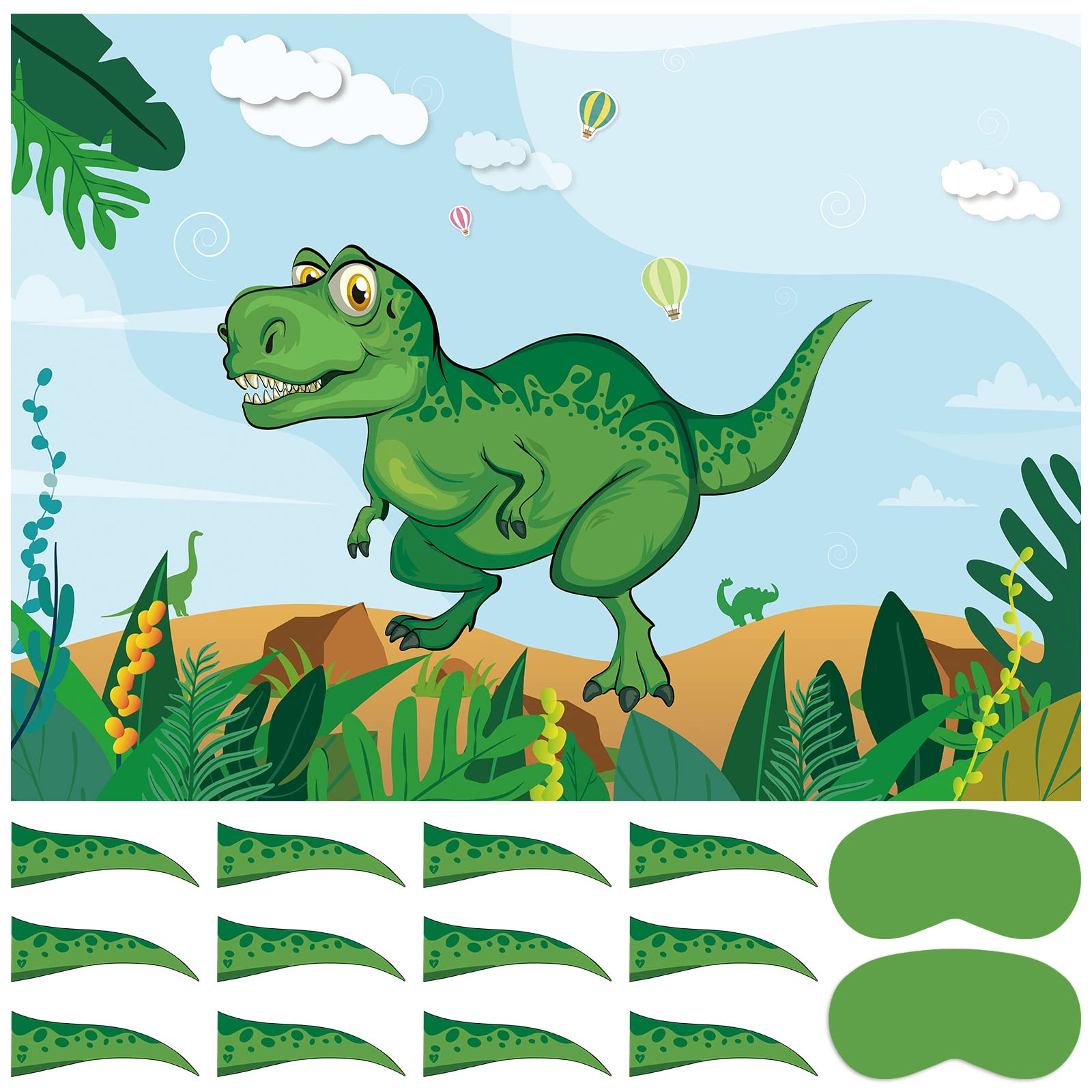 T-Rex Pin The Tail on The Dinosaur Party Game with a Ghana | Ubuy ...