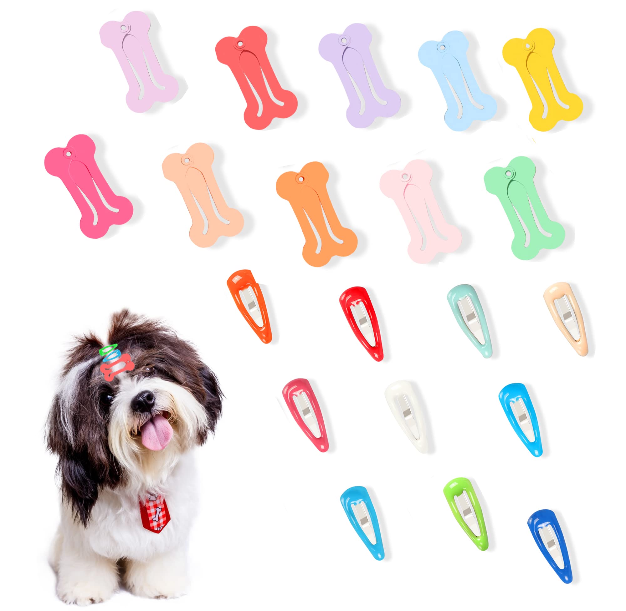 YAODHAOD 20 Pieces Dog Hair Clips Cute Multicolor Small Bone Small ...