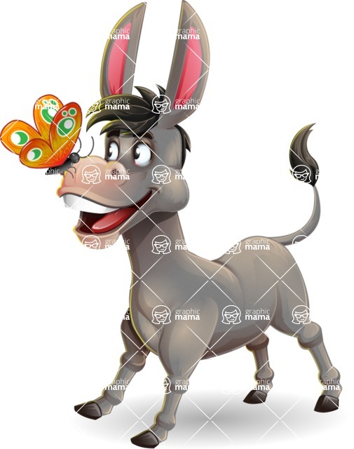 Funny Donkey Cartoon Character Vector Cartoon Character ... - Clip Art ...