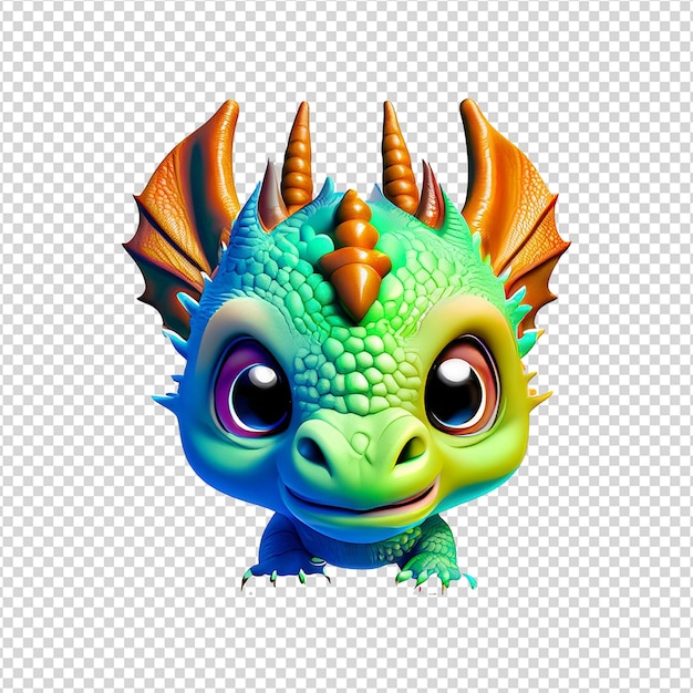 Premium PSD | Colorful cute dragon face clipart png - Clip Art Library