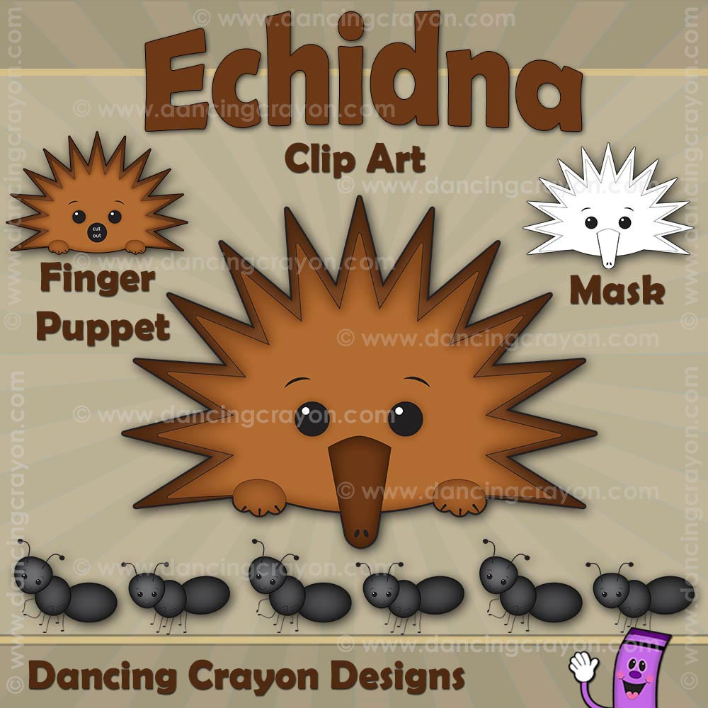 Echidna Clip Art / Echidna Finger Puppet / Echidna Mask - Clip Art Library