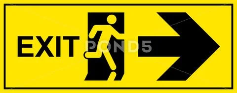 Emergency exit sign. Man running out fire exit ~ Clip Art #94804203 ...