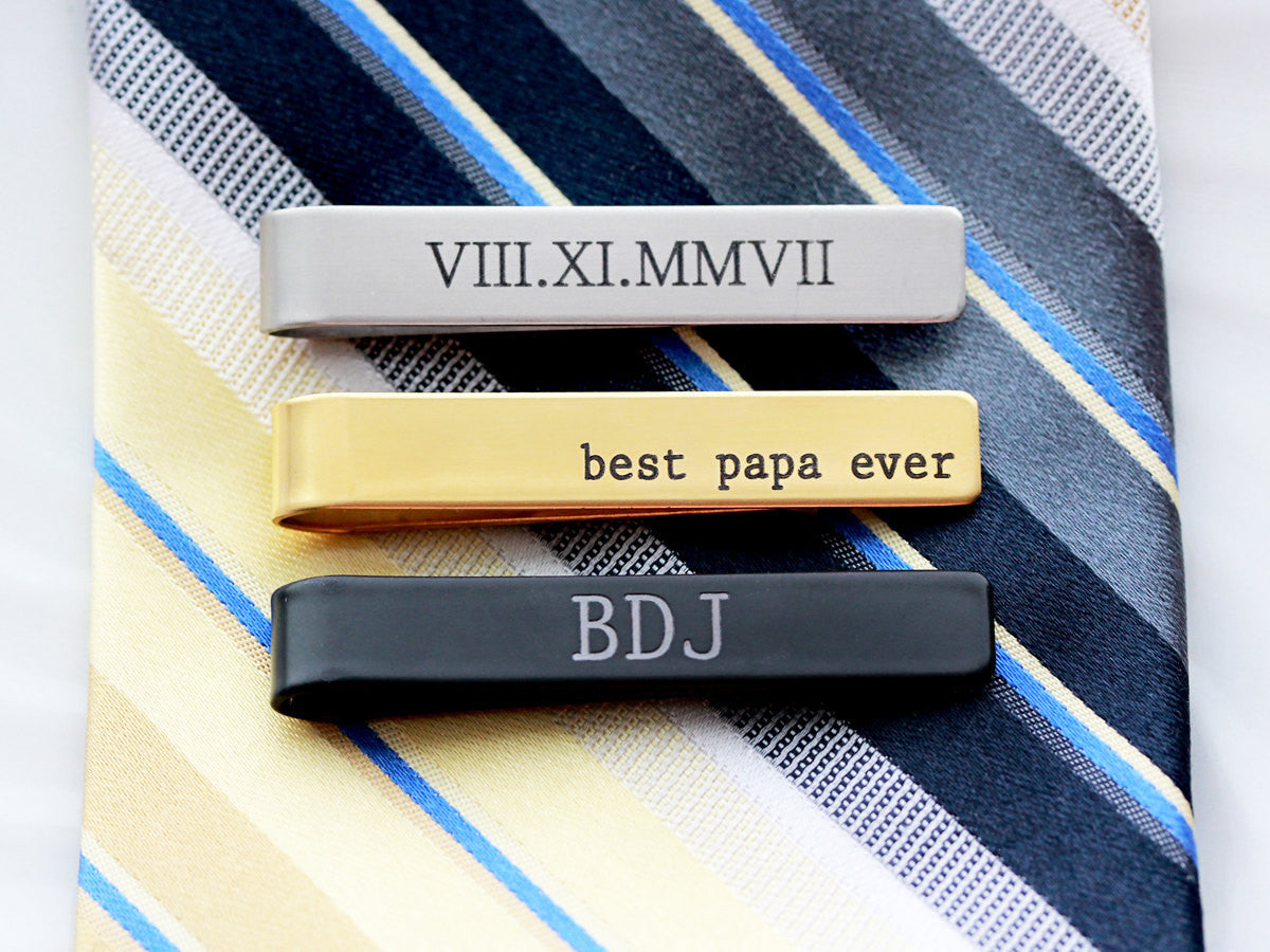 Groom Gift Engraved Tie Clip | Silver, Gold, Black – Tom Design Shop ...