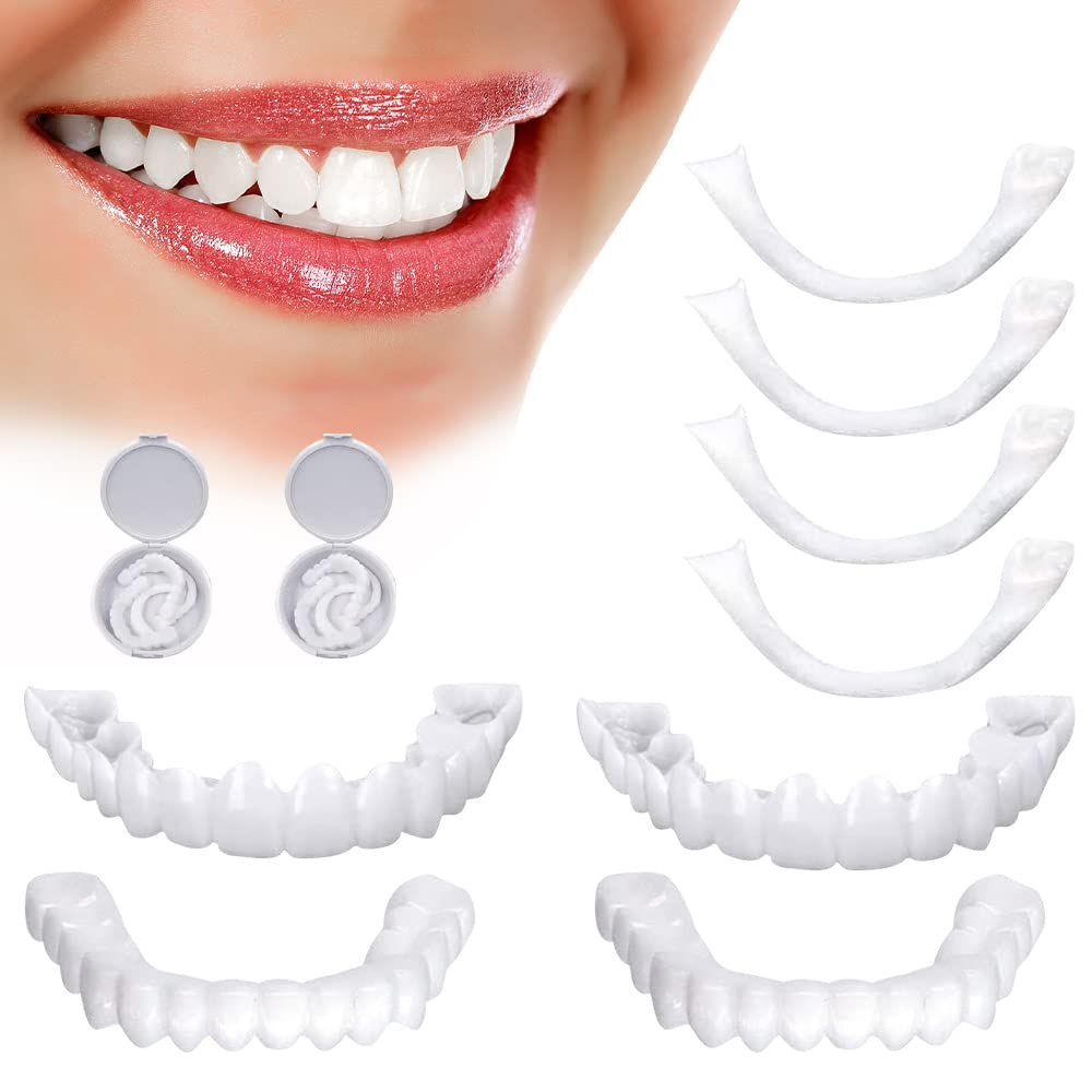 Jooheli 2 Pairs of Clip-On Teeth, Veneers Fake Teeth Top and Bottom ...