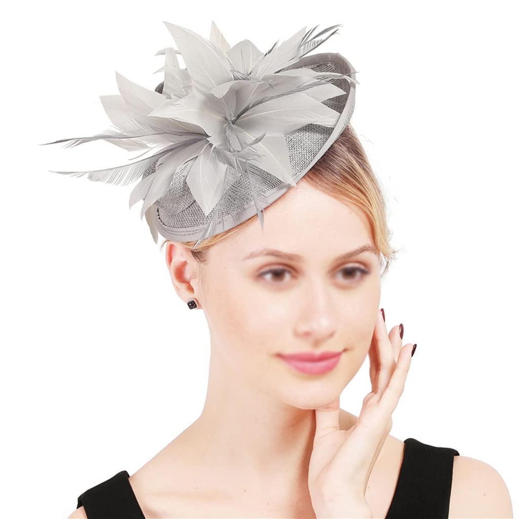 MJWDP Female Royal Event Fascinators Hat Hair Clip Fancy Feather ...