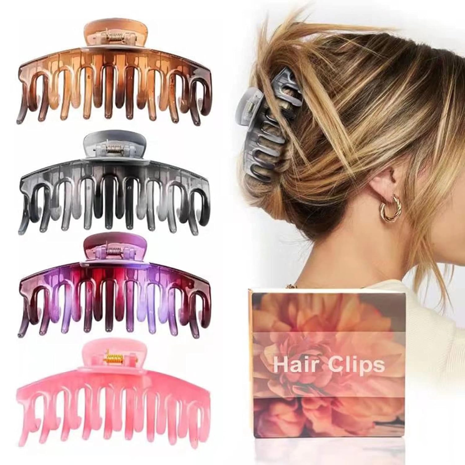 Nonslip Large Claw Hair Clips for Women and Girls - Strong Hold for ...