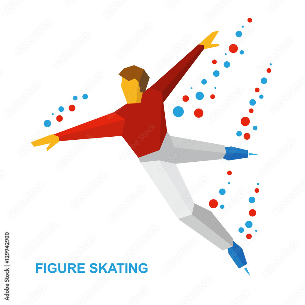 Winter sports - mens single skating. Cartoon figure skater ... - Clip ...