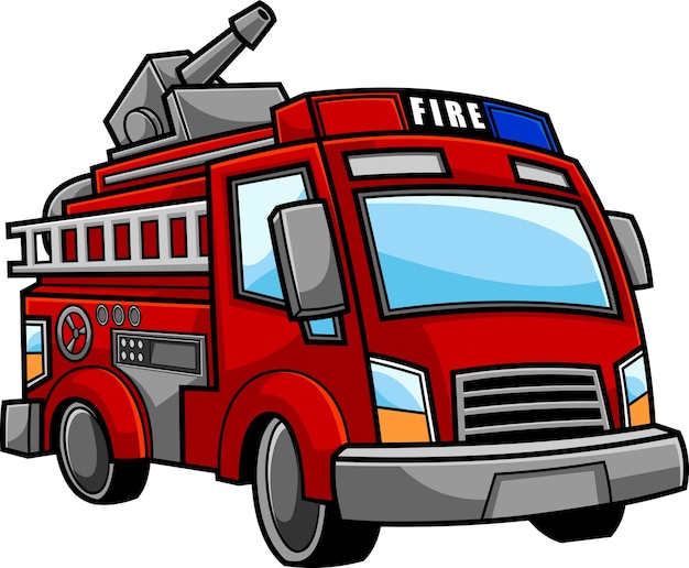 Red Fire Truck Emergency Colorful Cartoon Vector Image | Fire ...