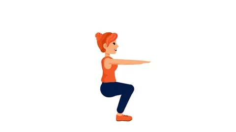 Fitness woman exercising. Looped 2D animation.Matte finish technique ...