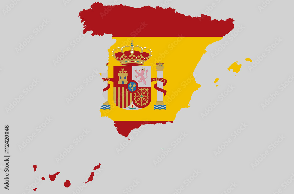 Vector Kingdom of Spain topographic map. Spain flag on borders of ...