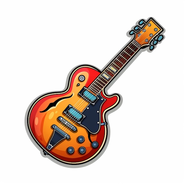 Premium Photo | Cartoon electric guitar with a flame finish and a ...