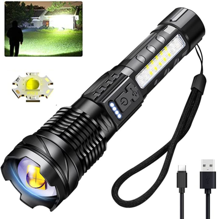 LED Tactical Flashlights 100000 Lumens Type-C Rechargeable Brightest ...