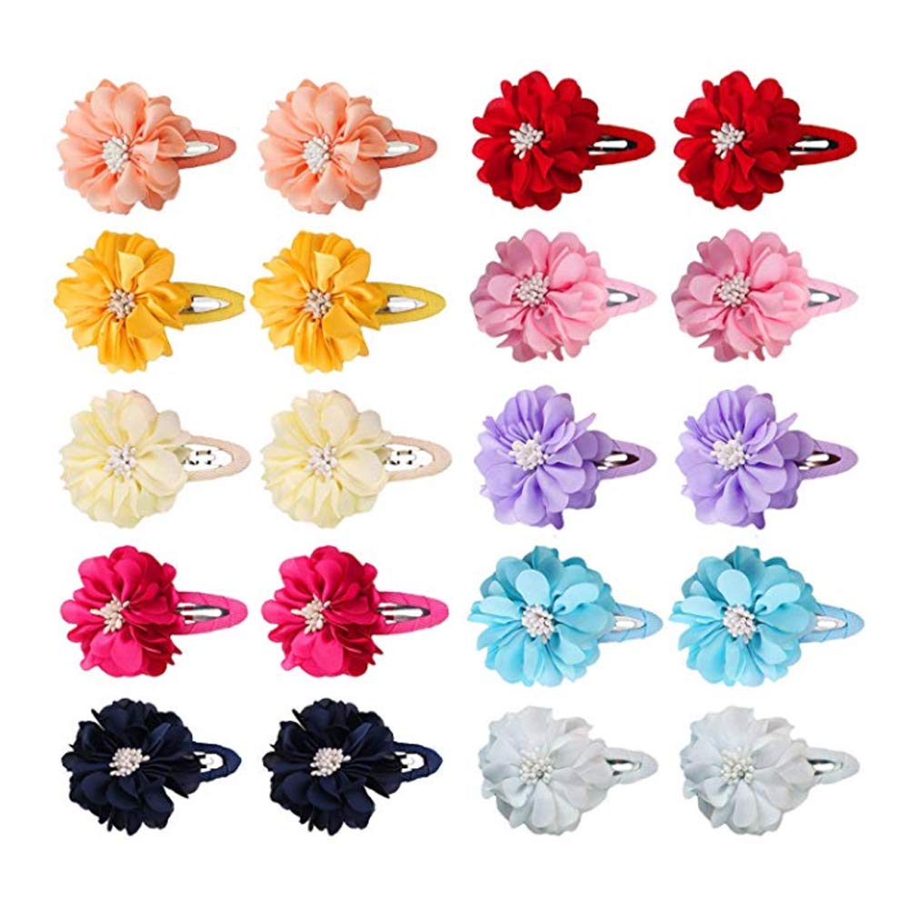 Flower Hair Clips for Girls, 10 Pair Baby Girls Flowers Hair Pins ...