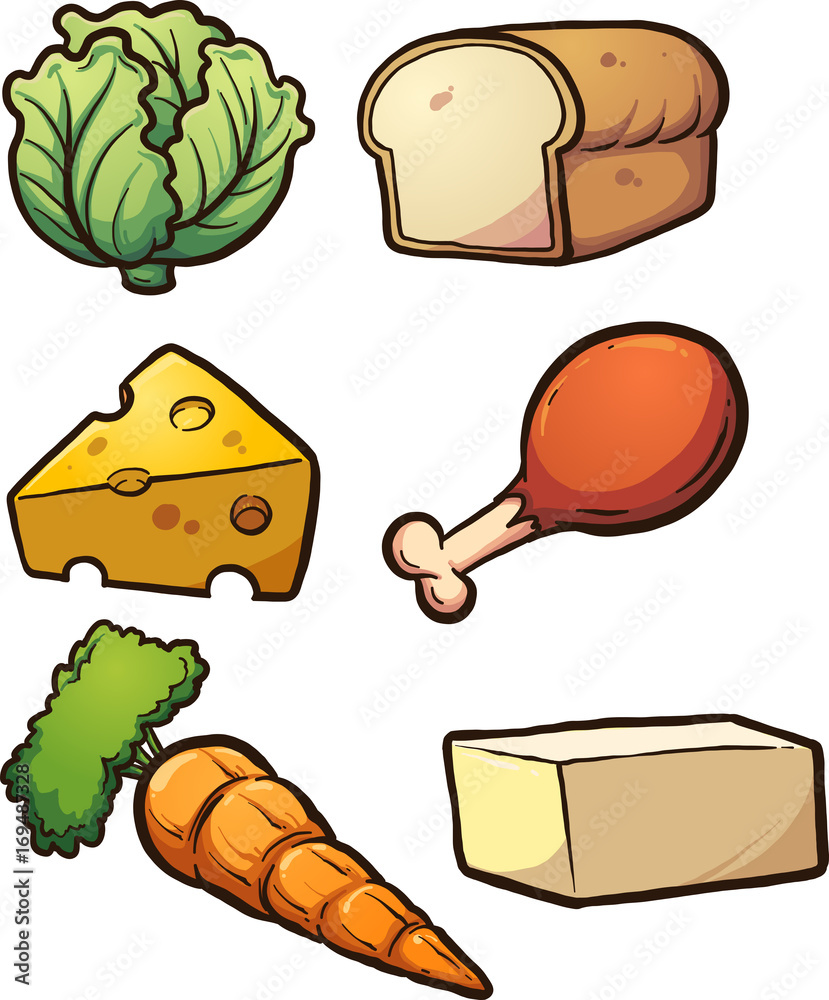 Cartoon food items. Vector clip art illustration with simple ... - Clip ...