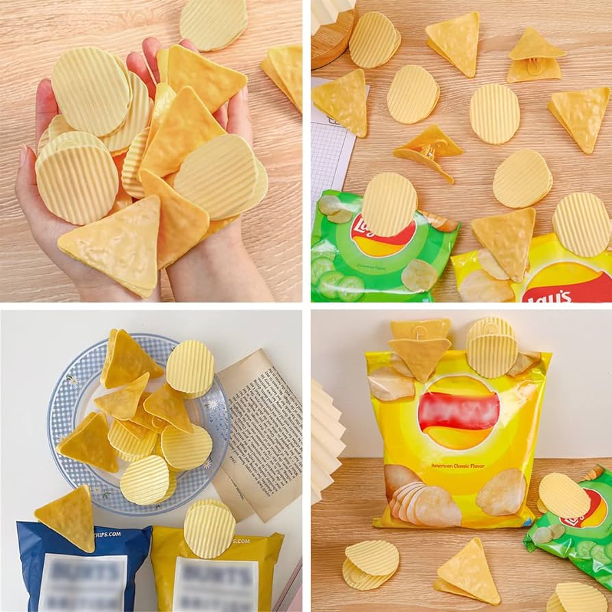 Potato Chip Shape Bag Clips 6 Pieces Cute Plastic Food Sealing Clips ...