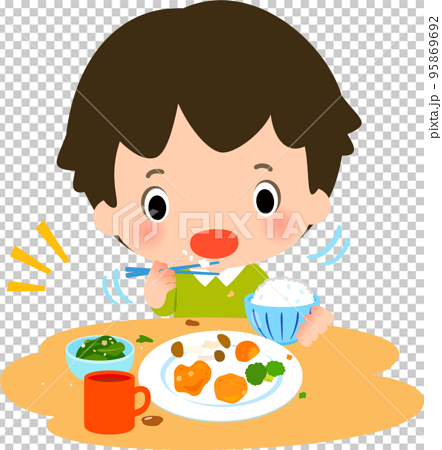 boy spilling food, spilled food - Stock Illustration [95869692 ...