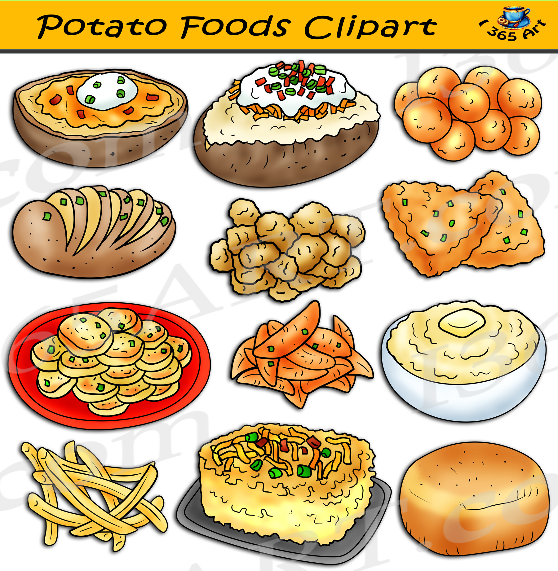 Potato Foods Clipart Set Download - Clipart 4 School - Clip Art Library