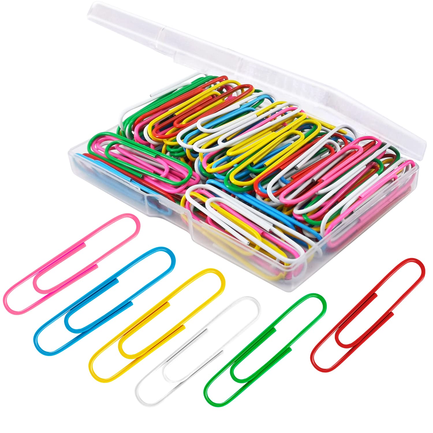 Paper Clips, 100Pcs 2 Inch Large Paper Clips, Assorted Colored Coated ...