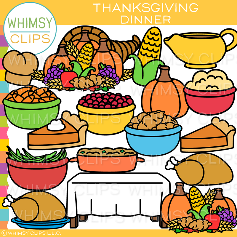 Thanksgiving Dinner Clip Art – Whimsy Clips - Clip Art Library