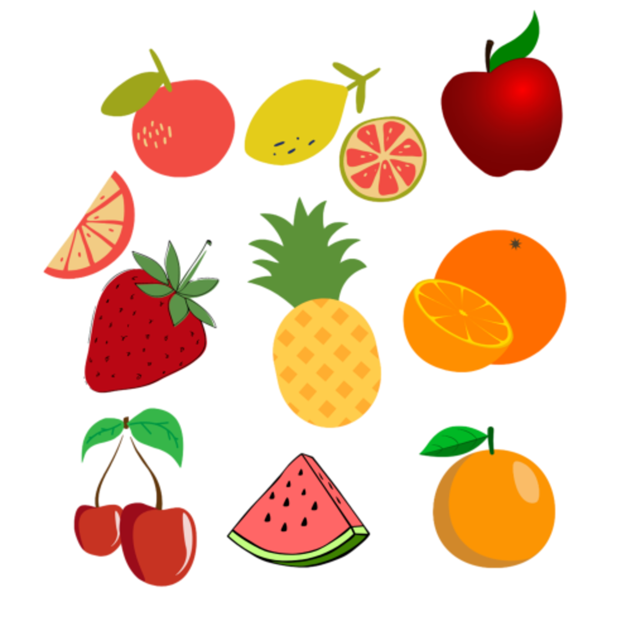 Fruit Clipart , Fruit Clip Art ,pineapple Banana Orange Mango ...