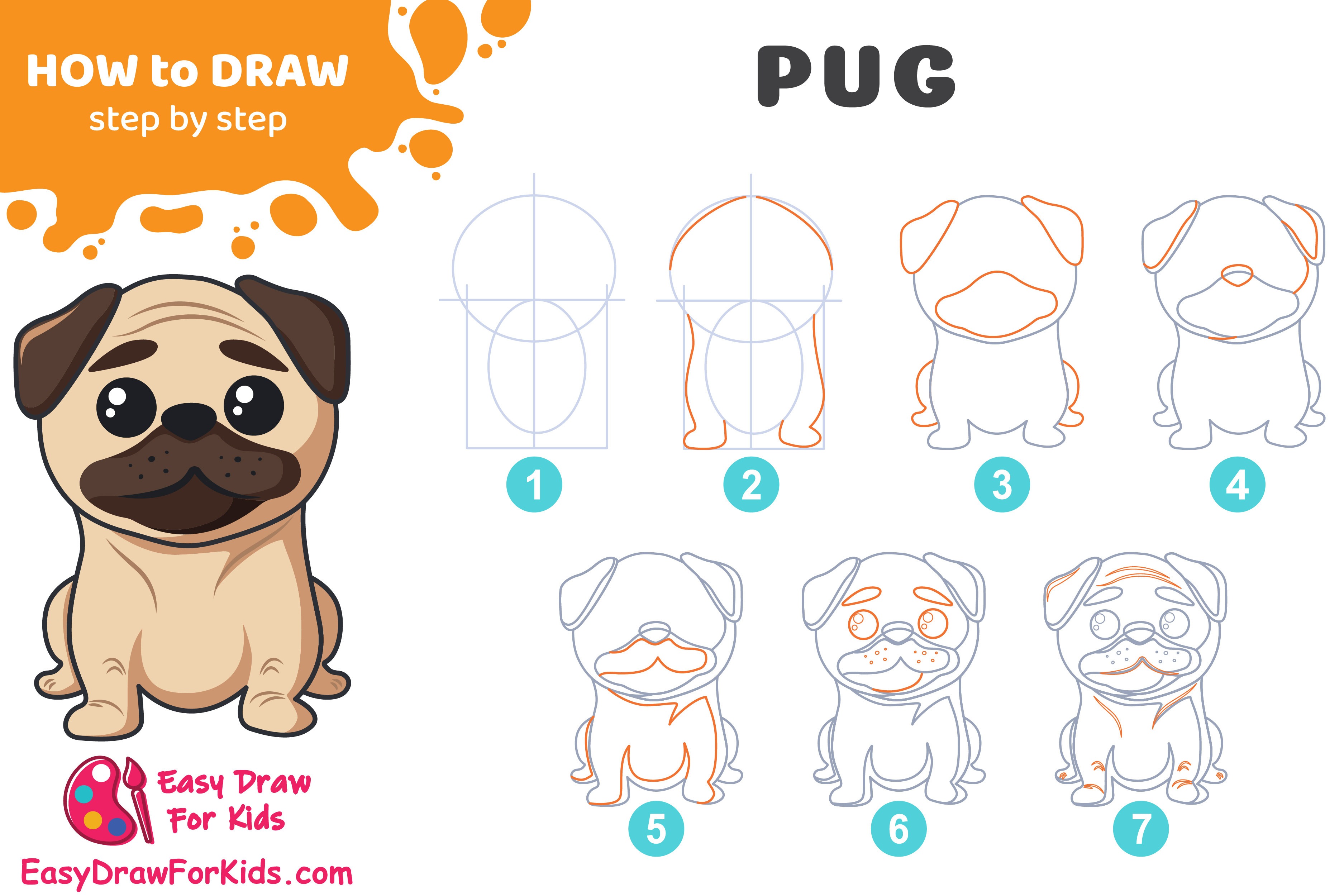 How to Draw a Pug Step by Step: A Guide for Beginners by ... - Clip Art ...