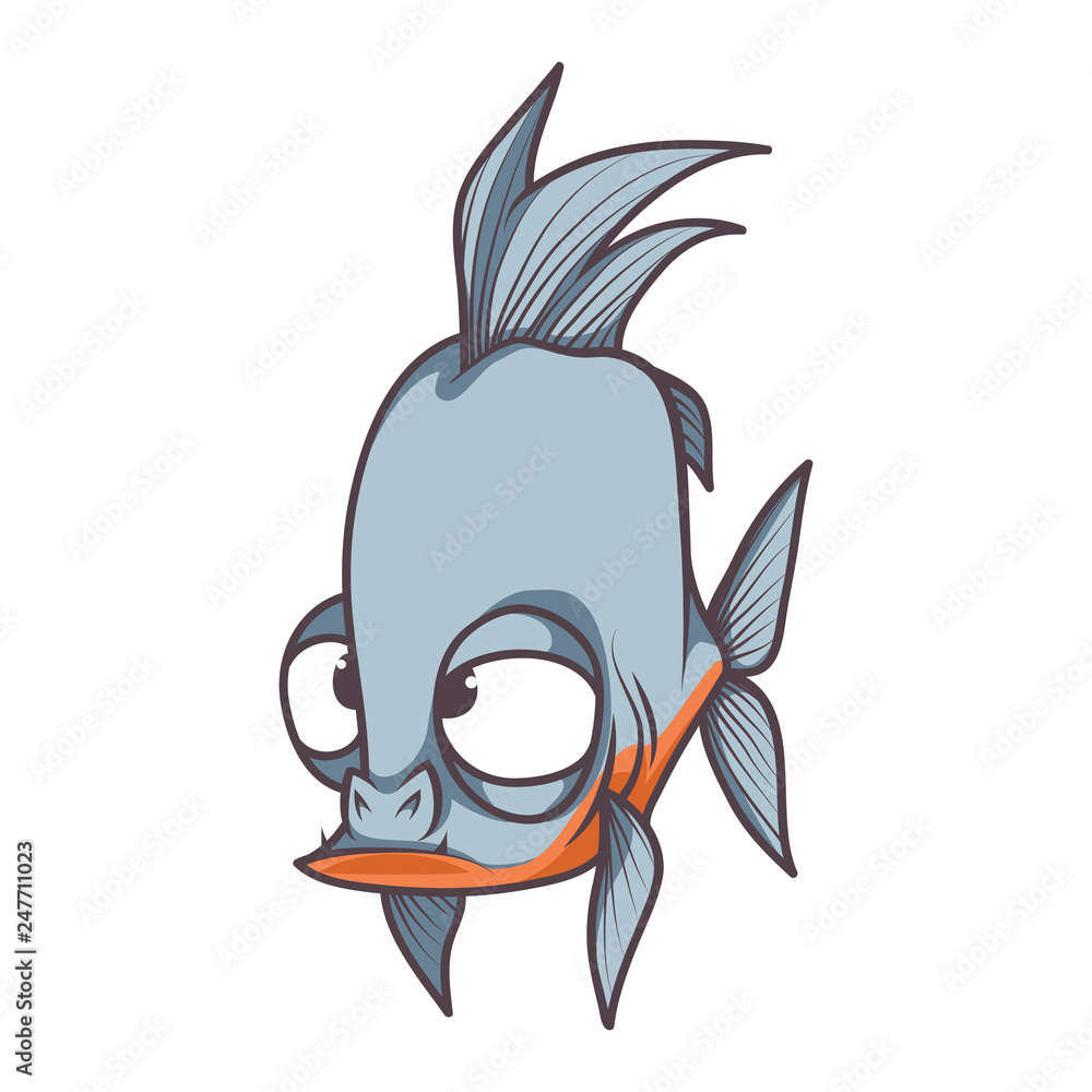 Vector clown fish icon. Under the sea illustration with cute funny ...